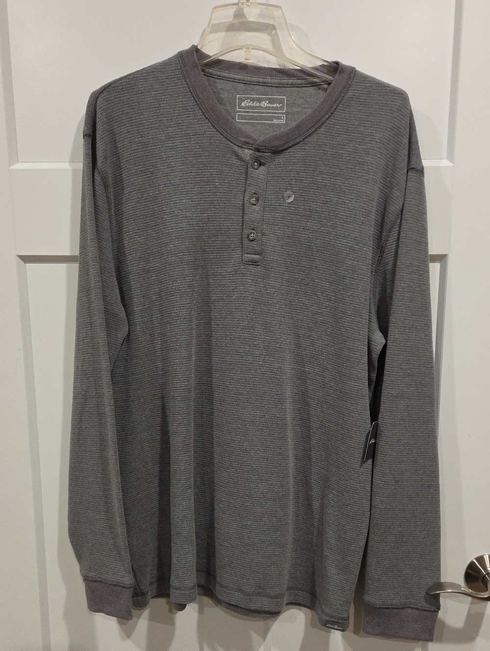 Eddie Bauer Men's Long-Sleeve Charcoal Henley